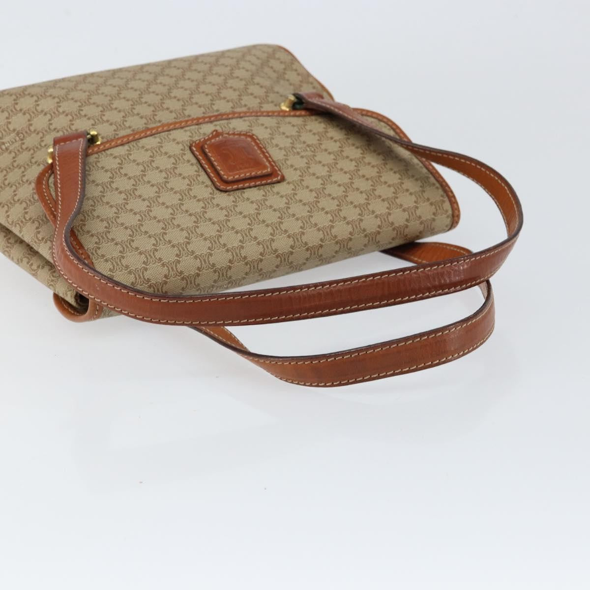 Celine Vintage Macadam Canvas And Leather Beige Canvas Handbag (Pre-Owned)