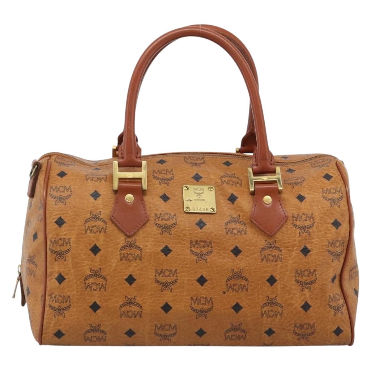 MCM Visetos Logogramme Leather Brown Leather Handbag (Pre-Owned)