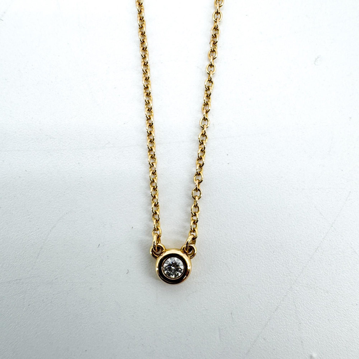 Tiffany & Co. Elsa Peretti Diamonds By The Yard Pendant 18K Yellow Gold With Diamond Gold Yellow_Gold Necklace Jewelry (Pre-Owned)