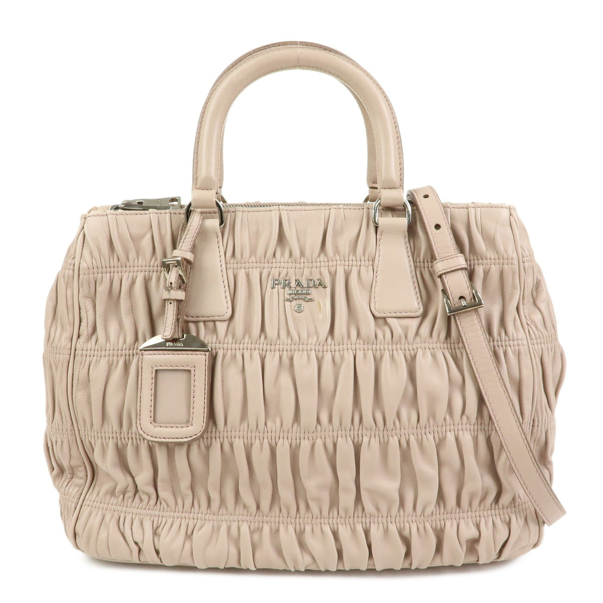 Prada Gaufre Nappa Leather Beige Leather Tote Bag Bag (Pre-Owned)