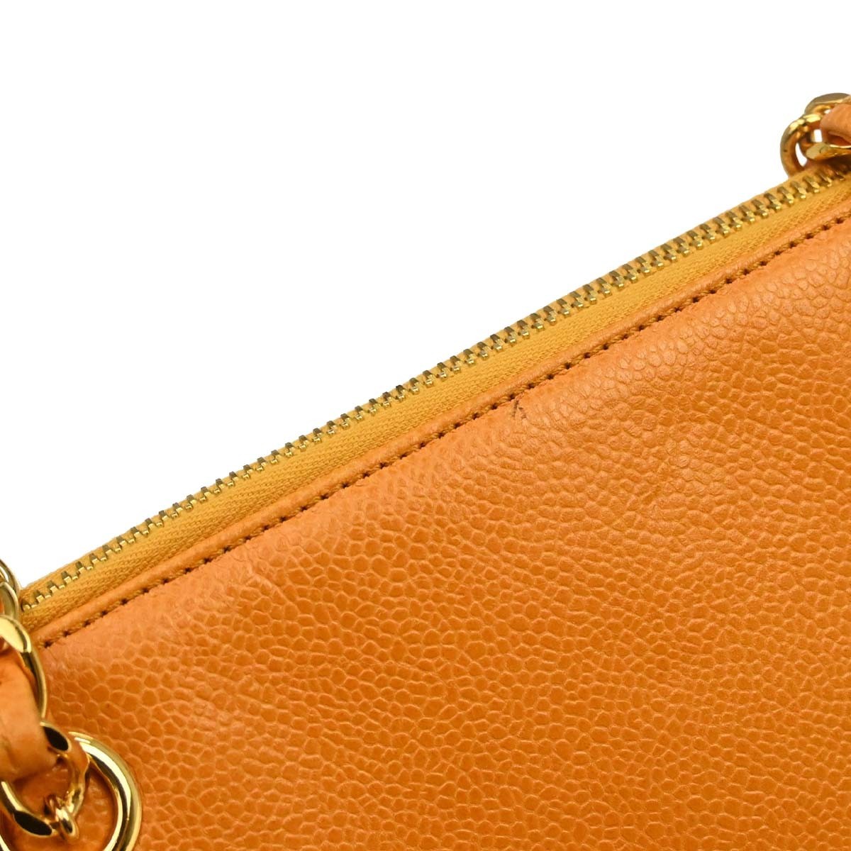 Chanel Vintage Front Pocket Leather Orange Leather Shoulder Bag Bag (Pre-Owned)