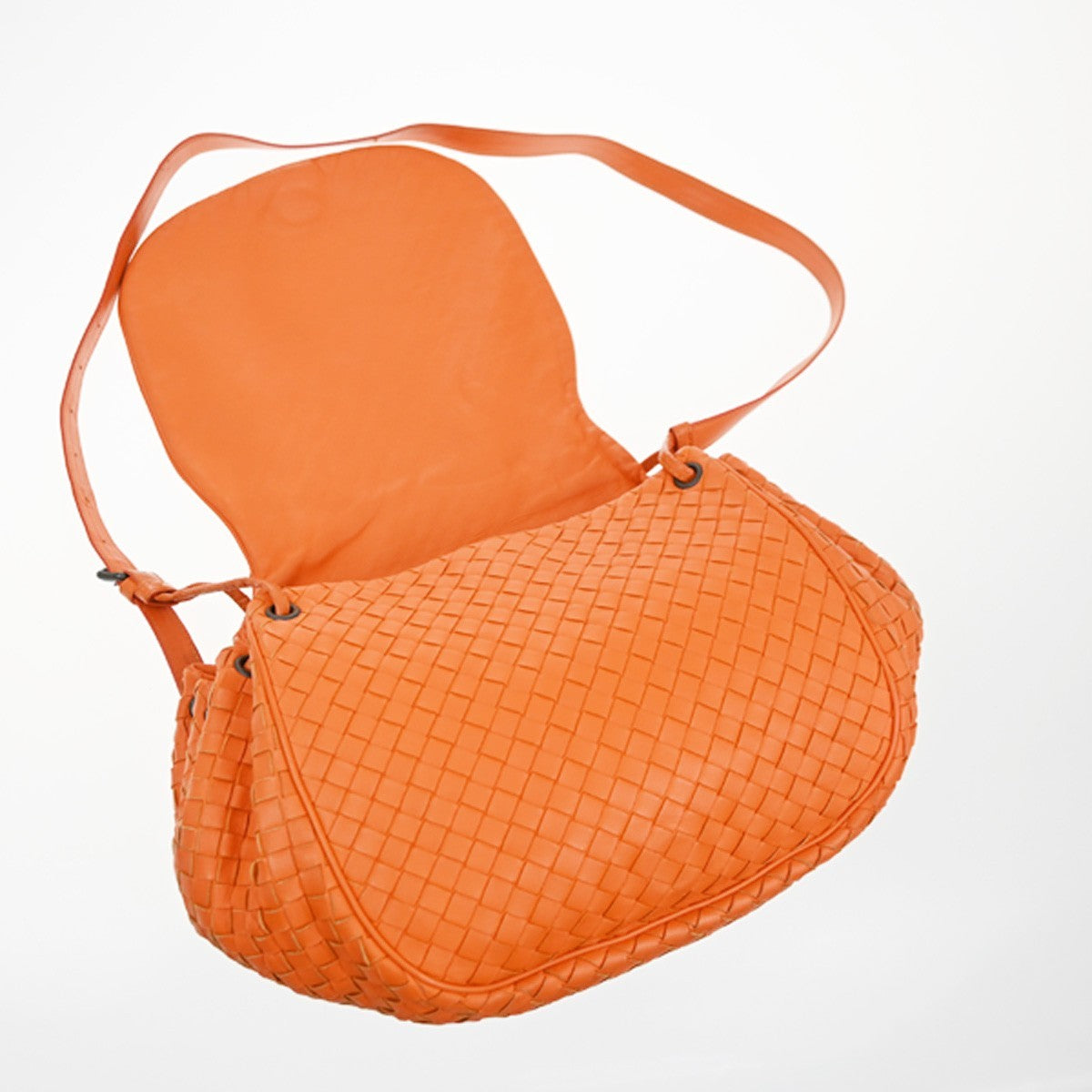 Bottega Veneta Intrecciato Shoulder Leather Orange Leather Handbag (Pre-Owned)