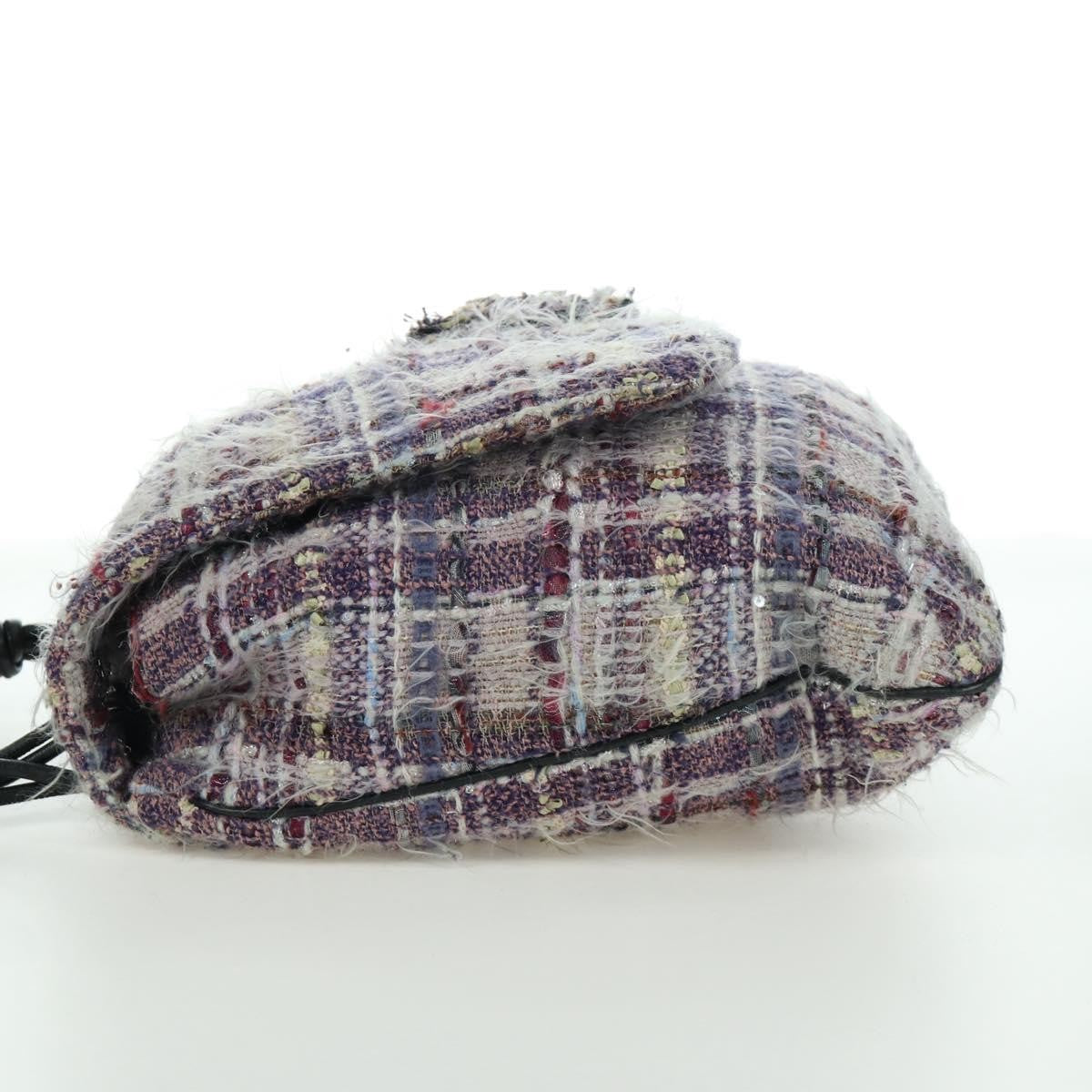 Chanel Camellia Messenger Tweed Purple Tweed Shoulder Bag Bag (Pre-Owned)