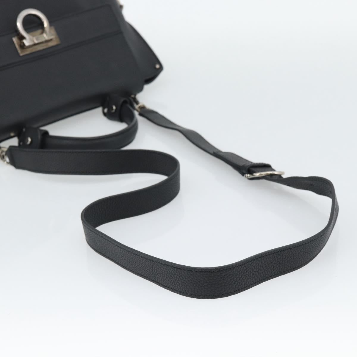 Salvatore Ferragamo Sofia Satchel Grainy Leather Black Leather Handbag (Pre-Owned)