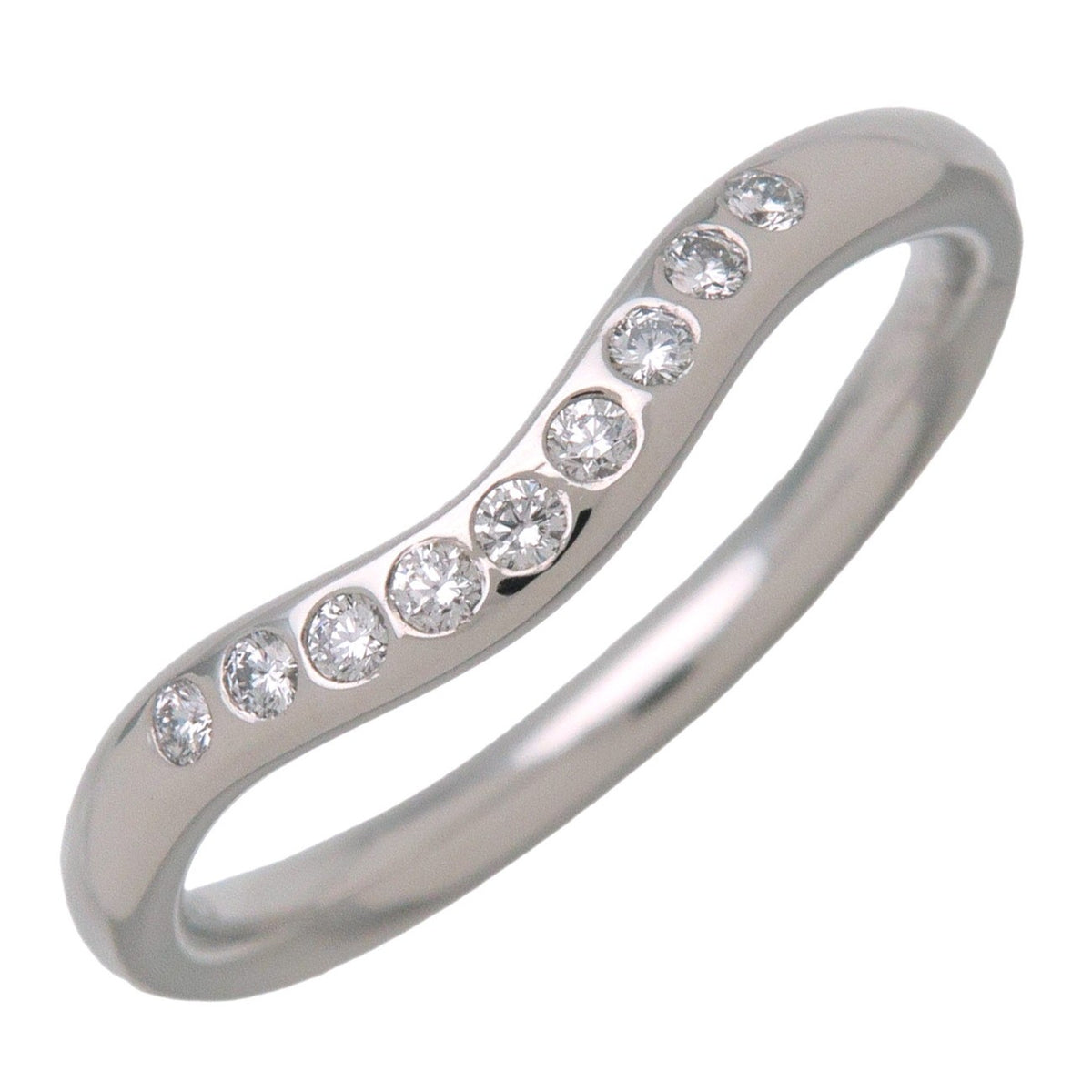Tiffany & Co. Elsa Peretti Curved Wedding Band Platinum With Diamonds Silver Platinum Ring Jewelry (Pre-Owned)