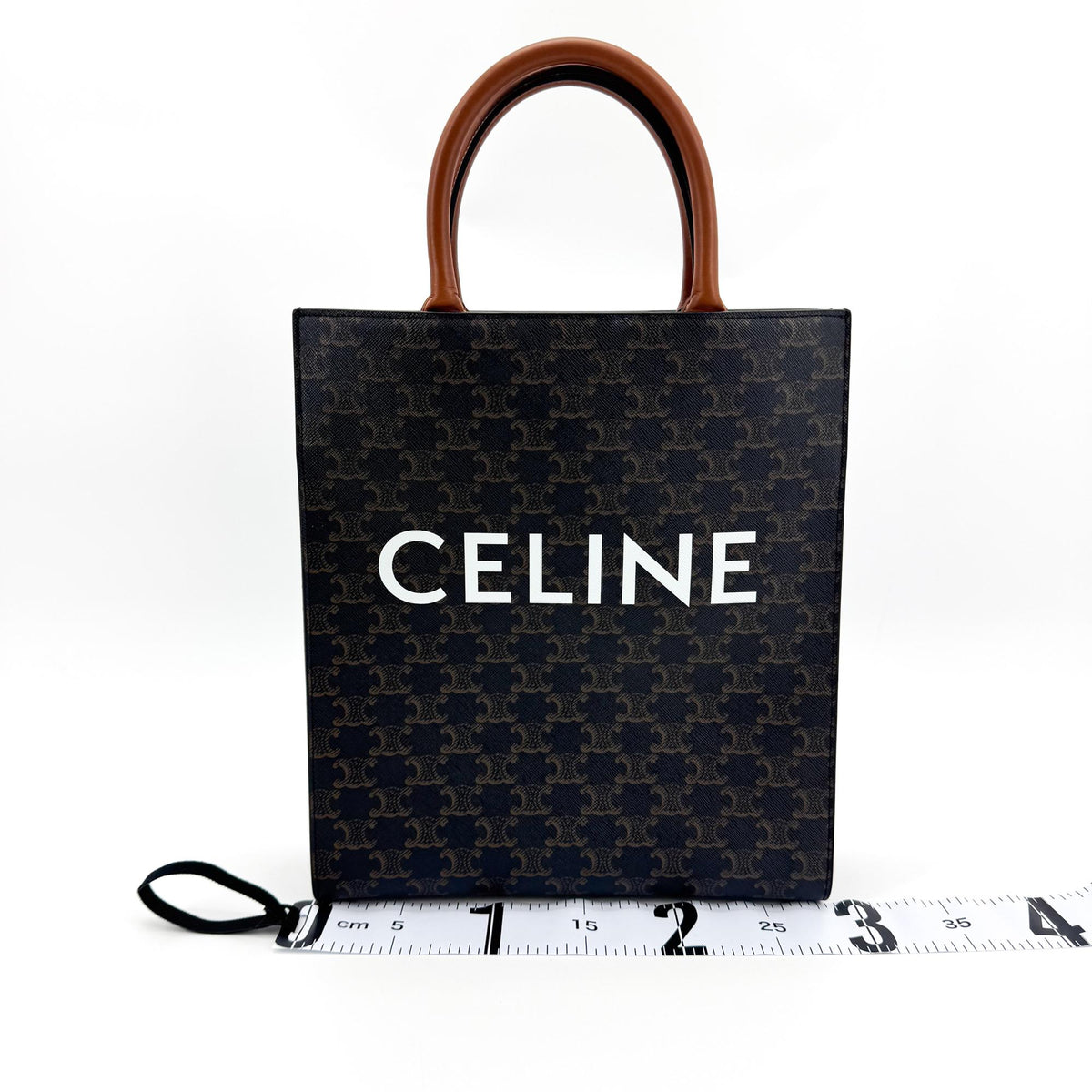 Celine Vertical Cabas Triomphe Coated Canvas Black Canvas Tote Bag Bag (Pre-Owned)