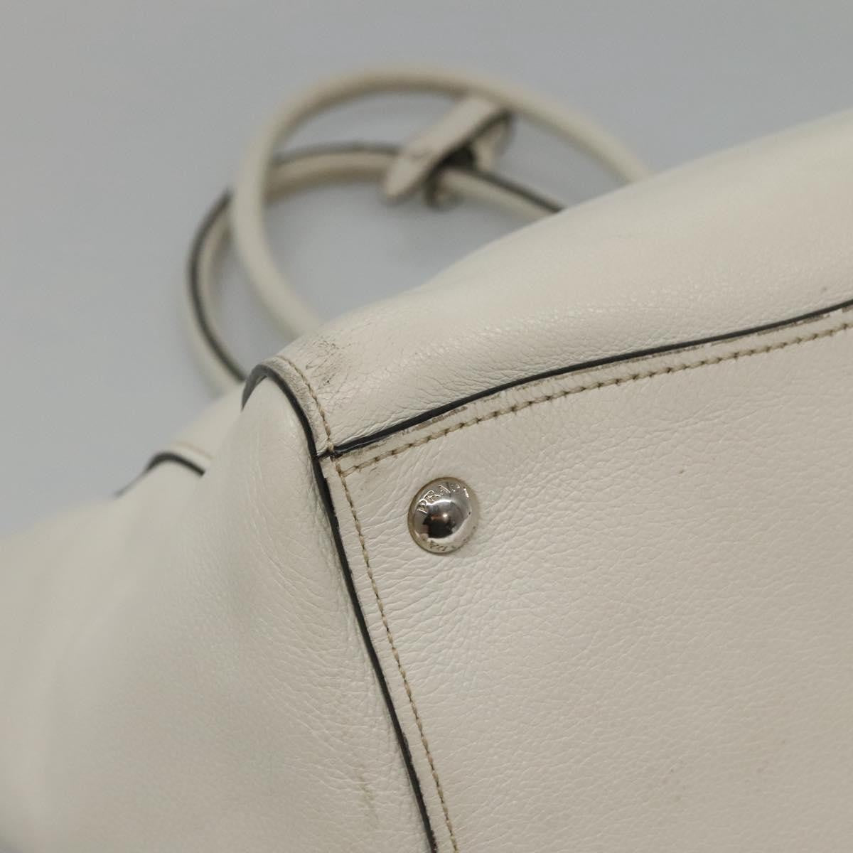Prada Front Pocket Wing Convertible Tote Vitello Daino White Leather Tote Bag Bag (Pre-Owned)