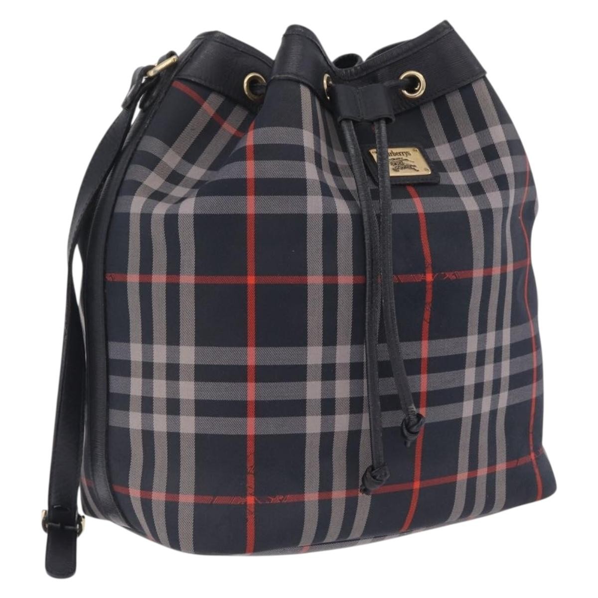 Burberry Nova Check Shoulder Bag Canvas Black Canvas Shoulder Bag Bag (Pre-Owned)