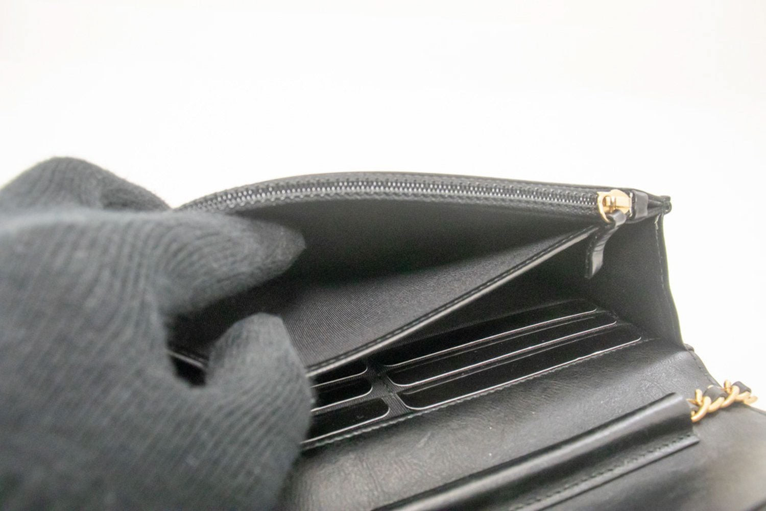 Chanel Wallet On Chain Chevron Caviar Black Calfskin Wallets Accessory (Pre-Owned)