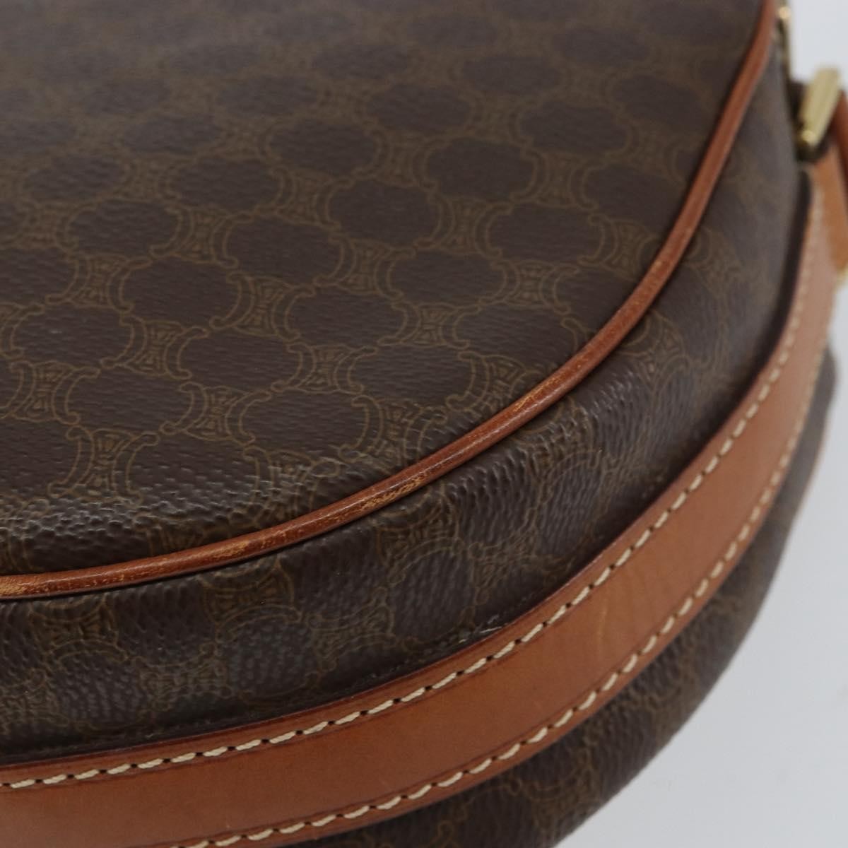 Celine Vintage Macadam Canvas And Leather Brown Canvas Shoulder Bag Bag (Pre-Owned)