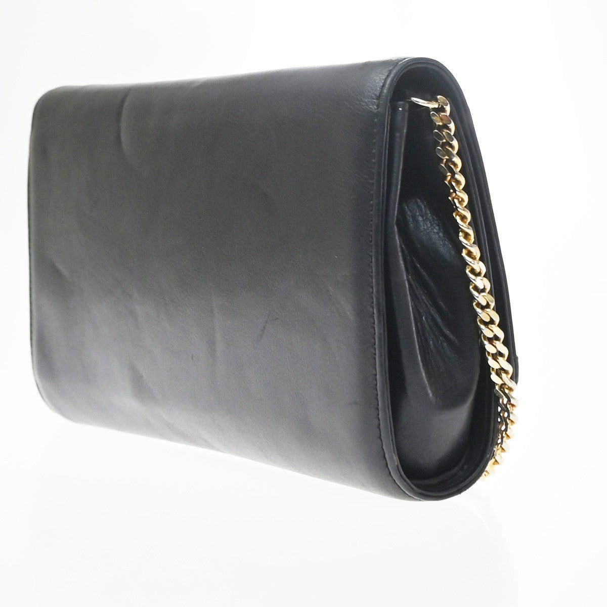 Celine Flap Shoulder Leather Black Leather Shoulder Bag Bag (Pre-Owned)