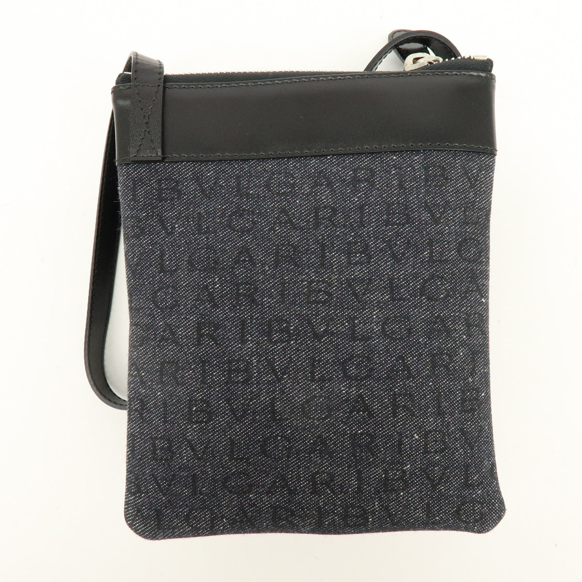 Bvlgari Logomania Canvas With Leather Black Denim_Jeans Shoulder Bag Bag (Pre-Owned)
