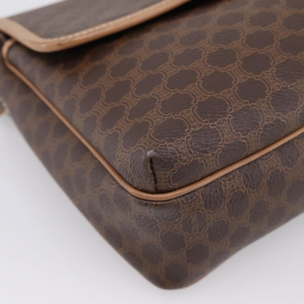 Celine Macadam Leather Brown Canvas Shoulder Bag Bag (Pre-Owned)