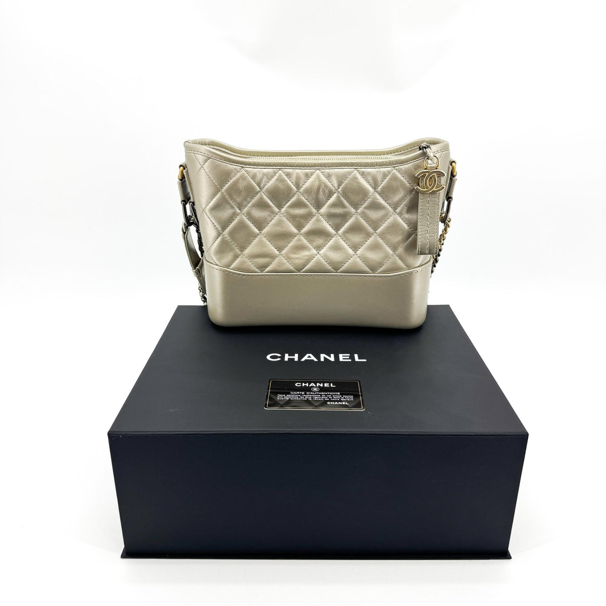 Chanel Gabrielle Quilted Aged Calfskin Gold Leather Backpack Bag (Pre-Owned)