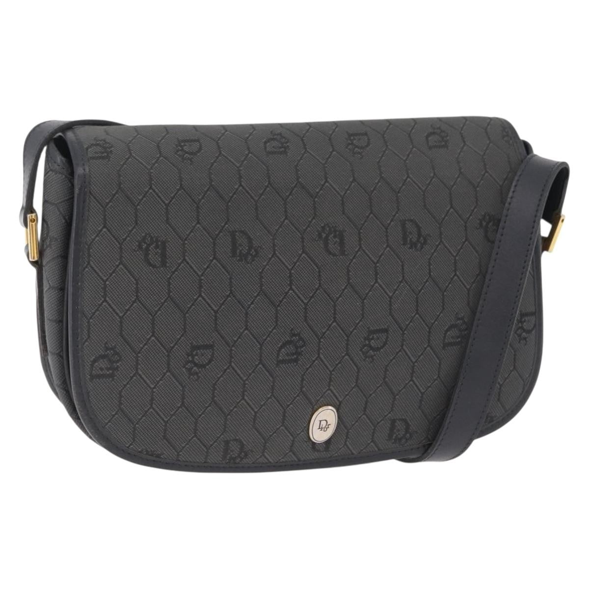 Christian Dior Vintage Honeycomb Canvas Black Canvas Shoulder Bag Bag (Pre-Owned)