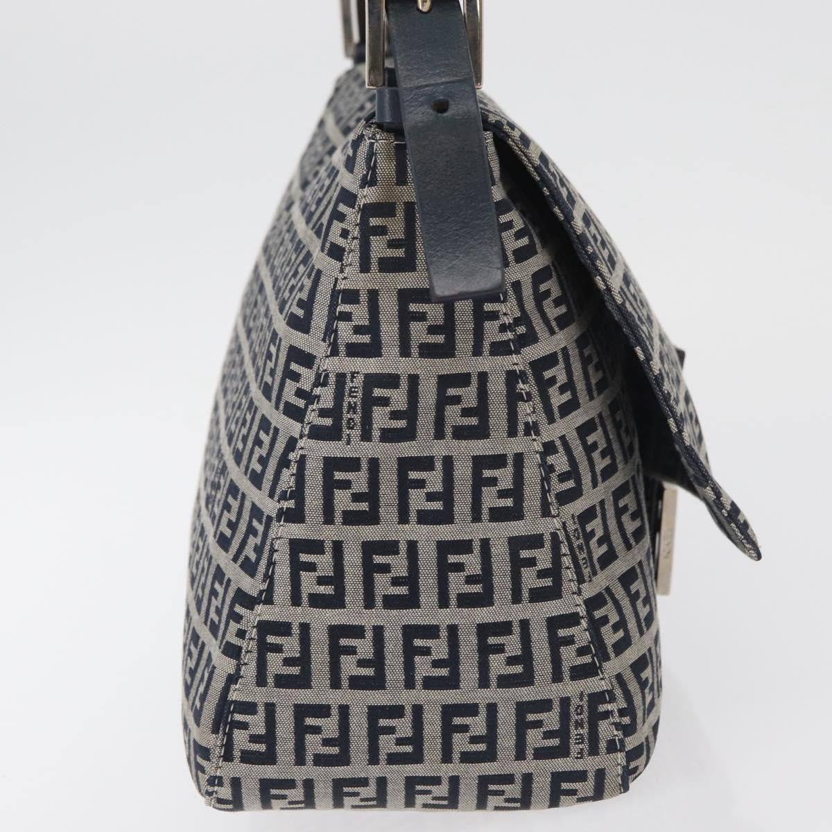 Fendi Baguette Zucchino Canvas Navy Canvas Handbag (Pre-Owned)