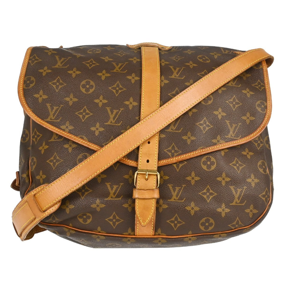 Louis Vuitton Saumur Monogram Canvas Brown Canvas Shoulder Bag Bag (Pre-Owned)