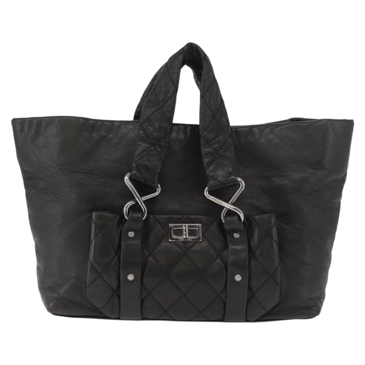 Chanel 8 Knots Tote Lambskin Black Leather Tote Bag Bag (Pre-Owned)