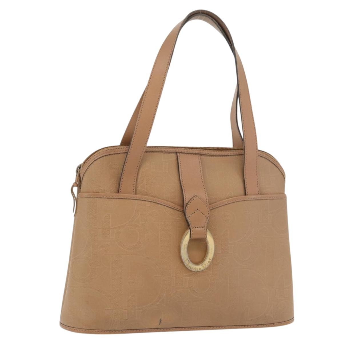 Christian Dior Vintage Trotter Canvas Beige Canvas Handbag (Pre-Owned)