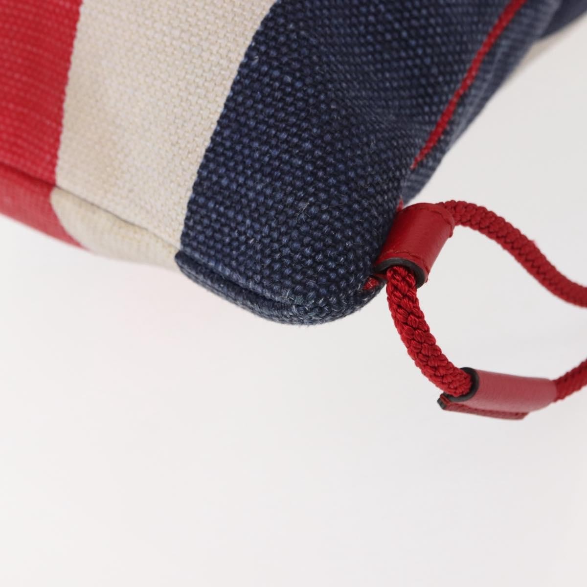 Gucci Logo Drawstring Striped Canvas Blue Canvas Backpack Bag (Pre-Owned)