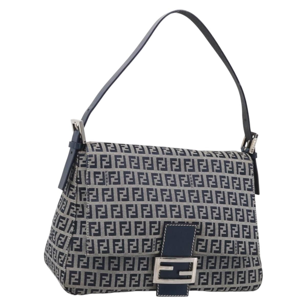 Fendi Fendi Mamma Baguette Monogram Canvas Navy Canvas Handbag (Pre-Owned)