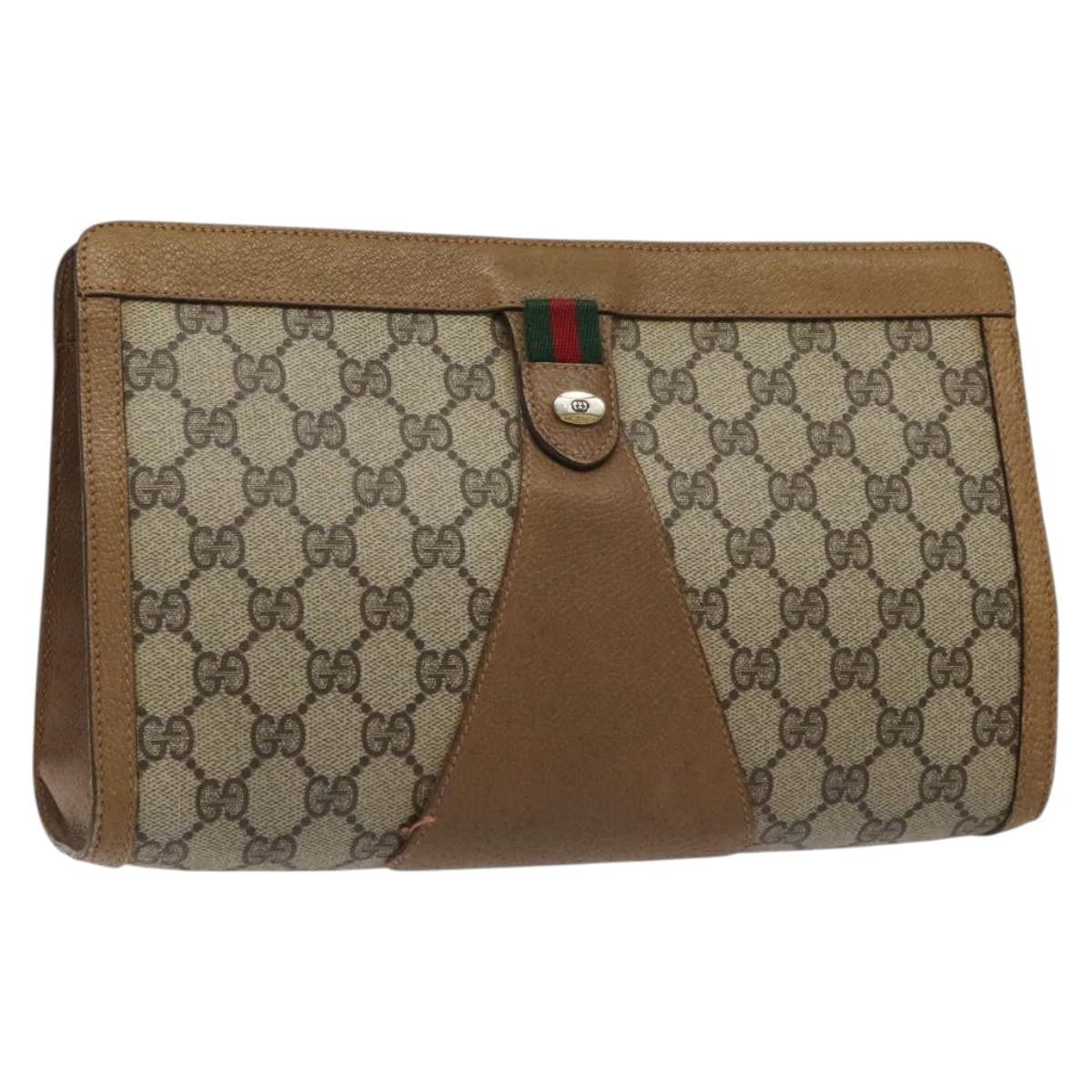 Gucci Sherry Line Canvas Beige Canvas Clutche & Pouche Bag (Pre-Owned)