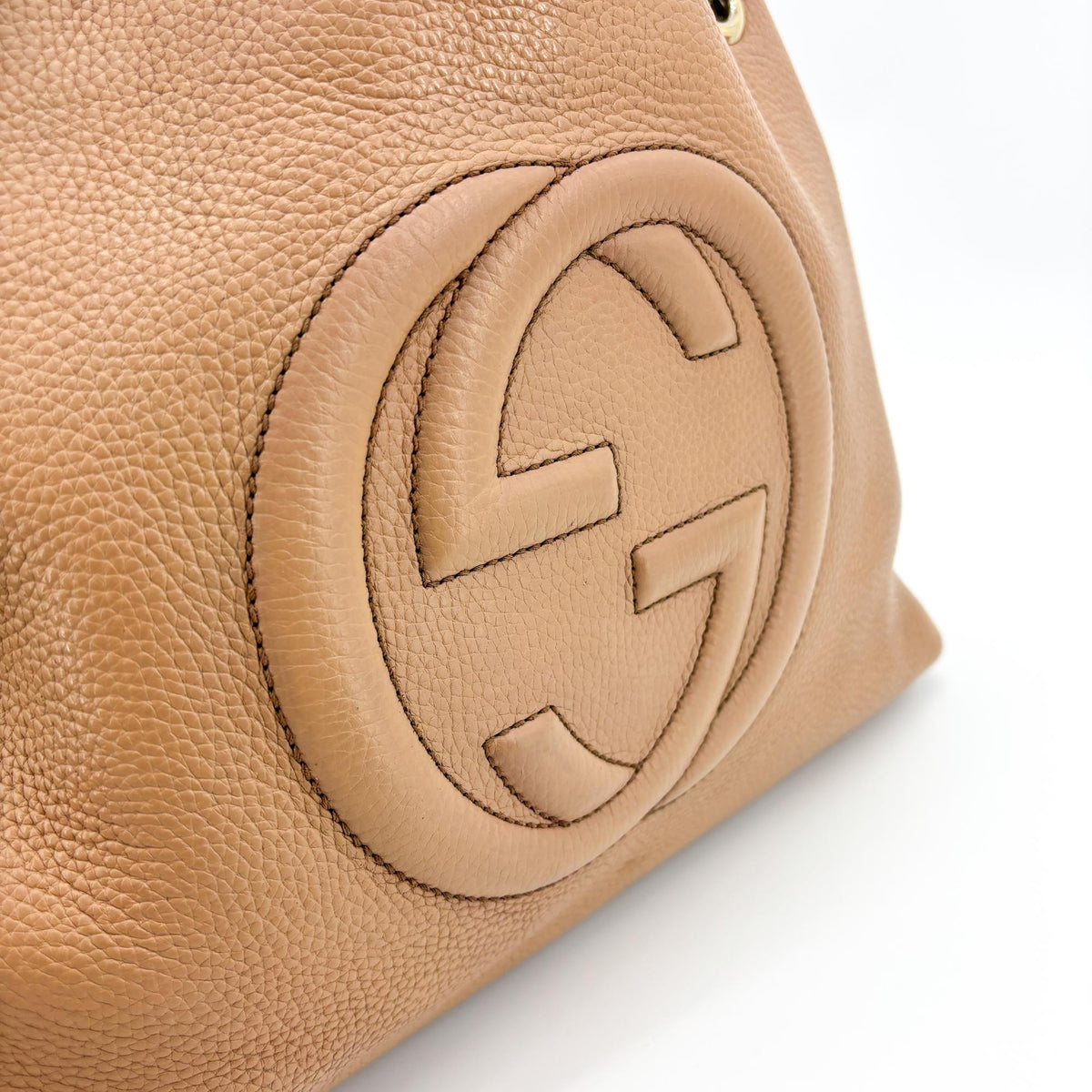 Gucci Soho Chain Strap Leather Beige Leather Shoulder Bag Bag (Pre-Owned)