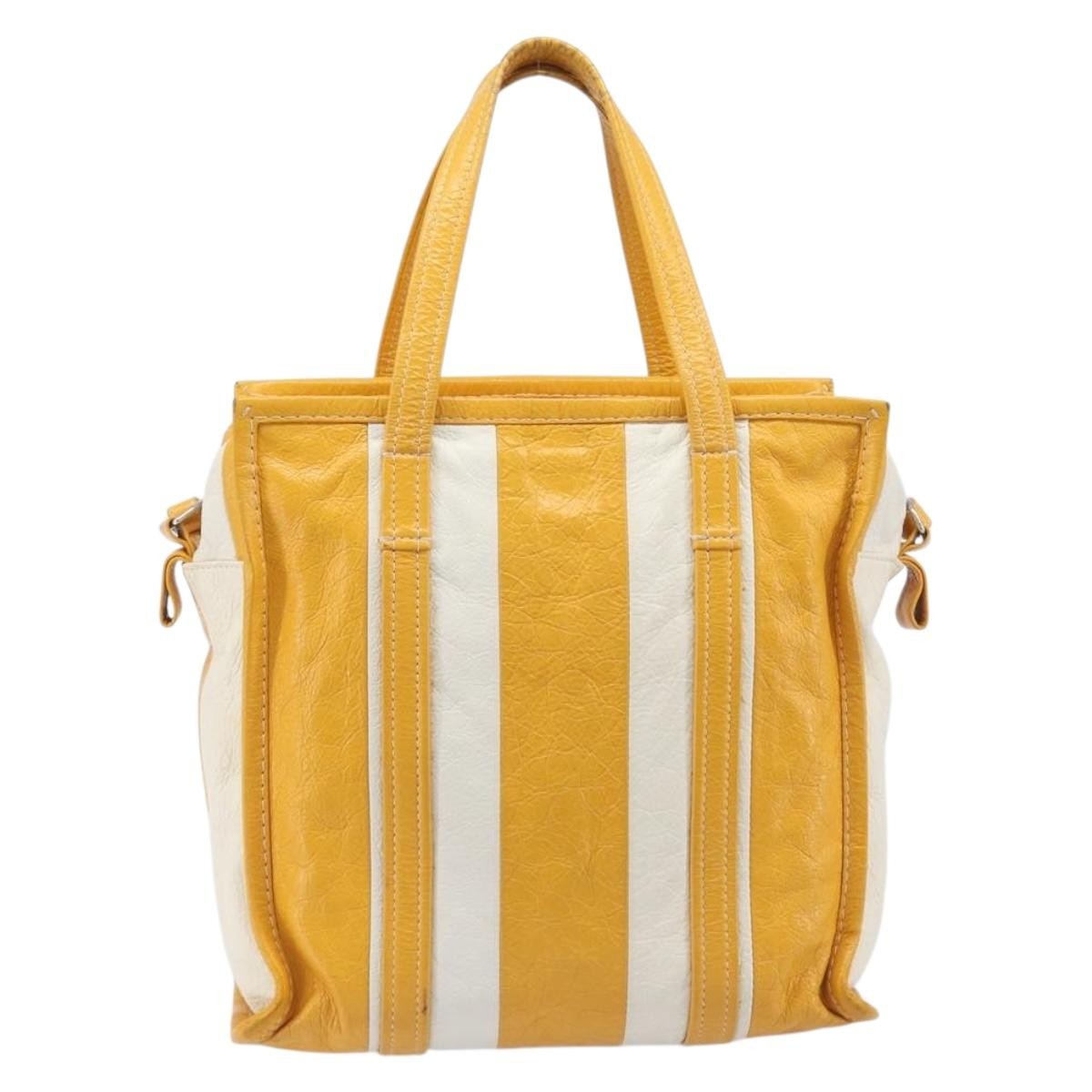 Balenciaga Bazar Leather Yellow Leather Tote Bag Bag (Pre-Owned)