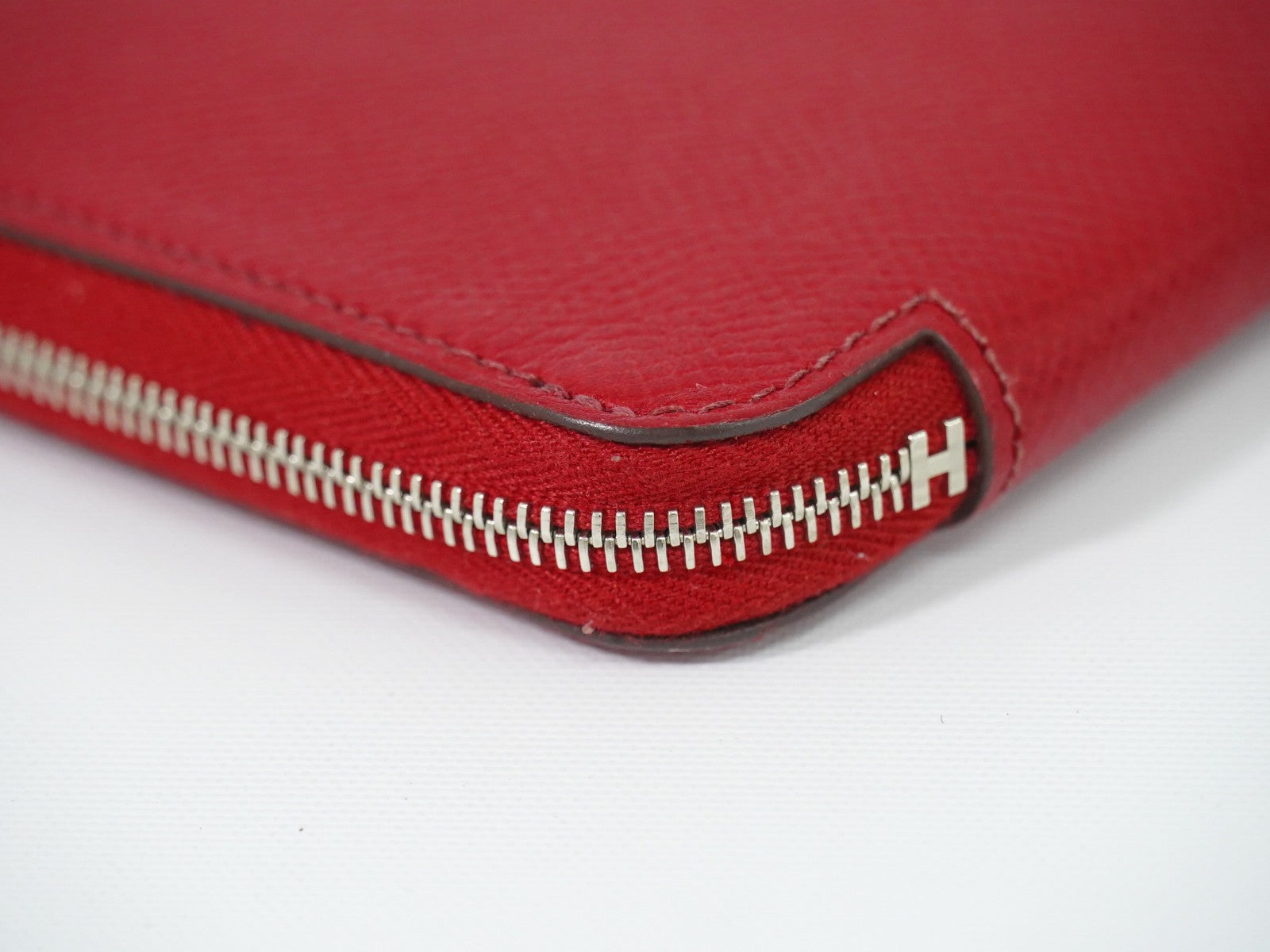 Hermes Azap Zip Around Silk'in Epsom Red Leather Wallets Accessory (Pre-Owned)