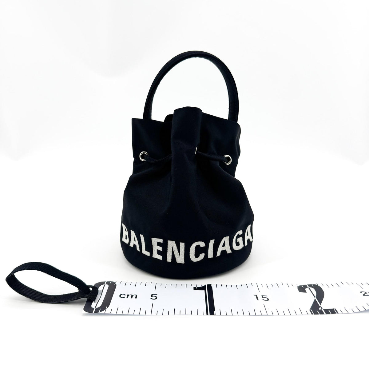 Balenciaga Wheel Drawstring Bucket Nylon Black Canvas Handbag (Pre-Owned)
