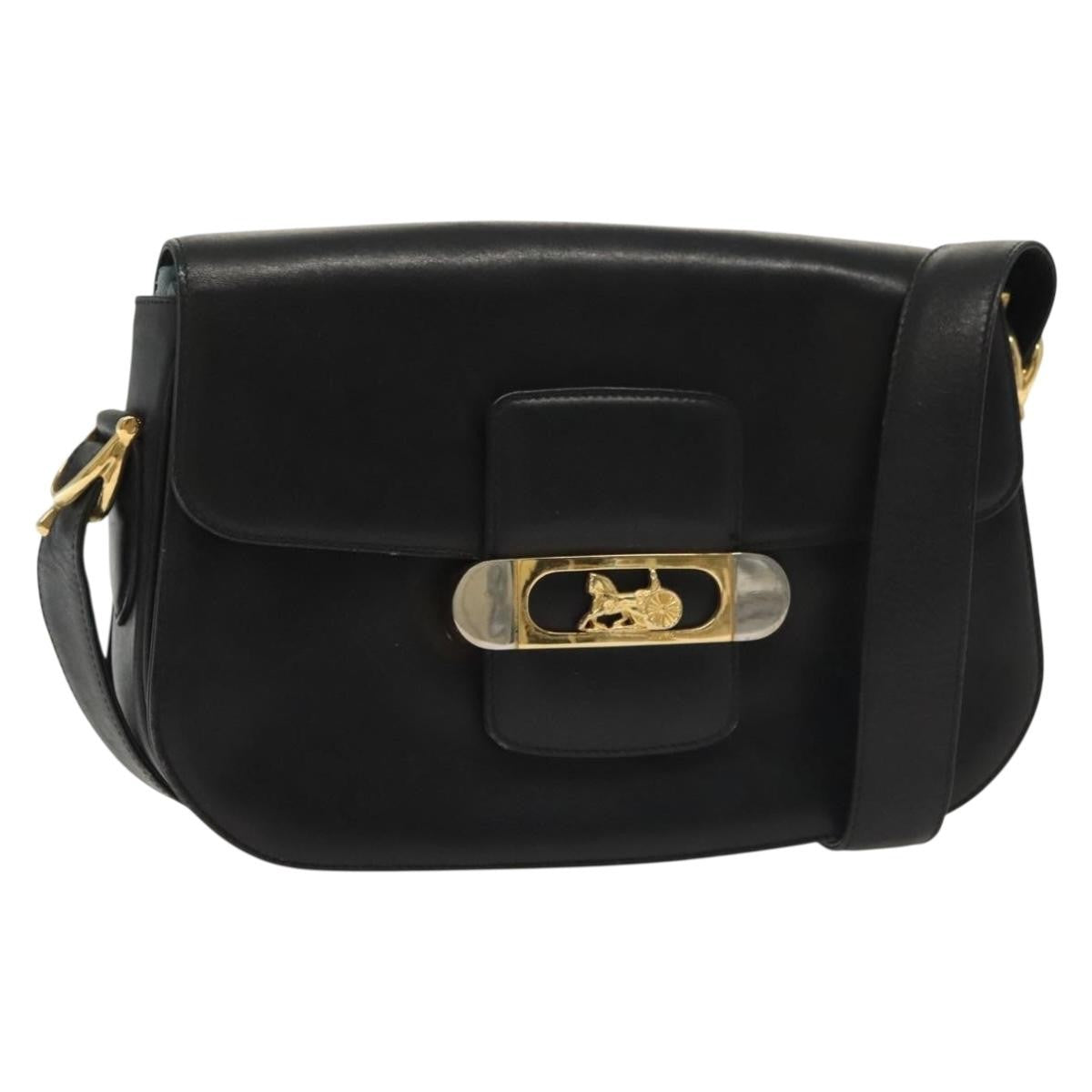 Celine Horse Carriage Leather Black Leather Bag (Pre-Owned)