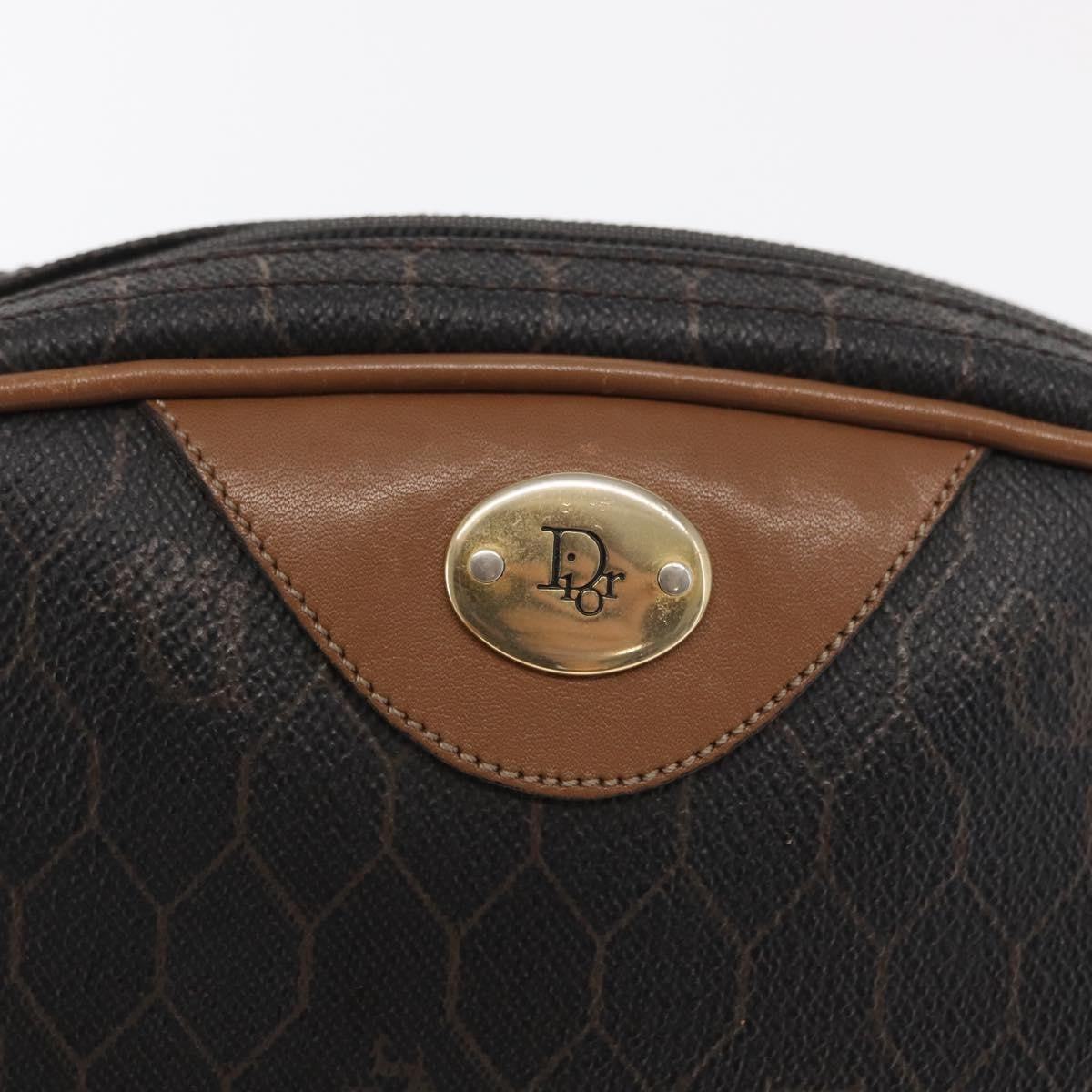 Christian Dior Vintage Honeycomb Canvas And Leather Black Canvas Shoulder Bag Bag (Pre-Owned)