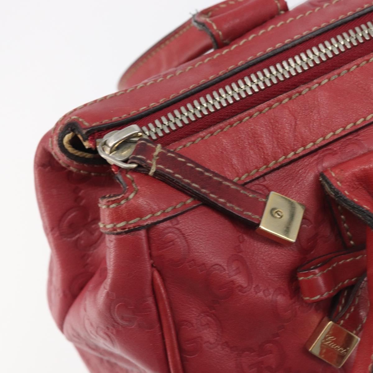 Gucci Princy Boston Guccissima Leather Red Leather Handbag (Pre-Owned)