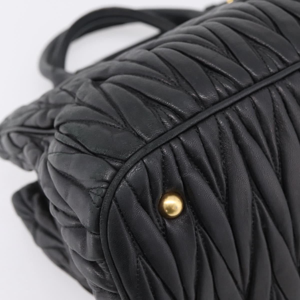 Miu Miu Madras Bowler Matelasse Leather Black Leather Handbag (Pre-Owned)