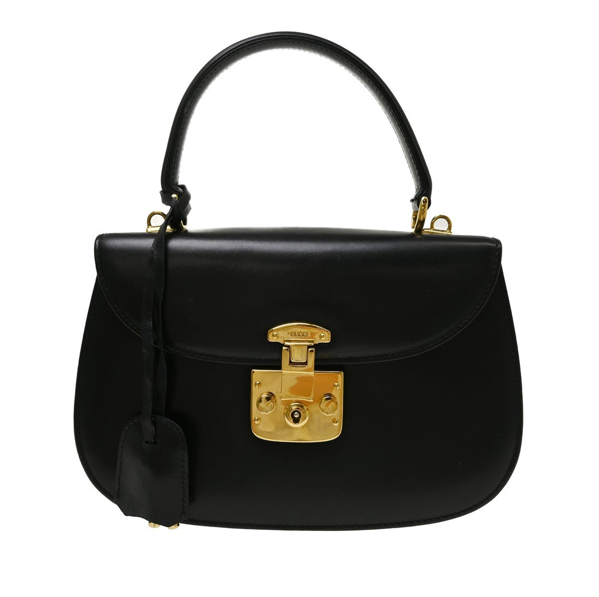 Gucci Lady Lock Satchel Leather Black Leather Handbag (Pre-Owned)
