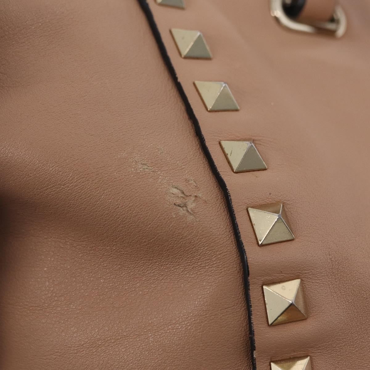 Valentino Garavani Rockstud Soft Leather Beige Leather Tote Bag Bag (Pre-Owned)
