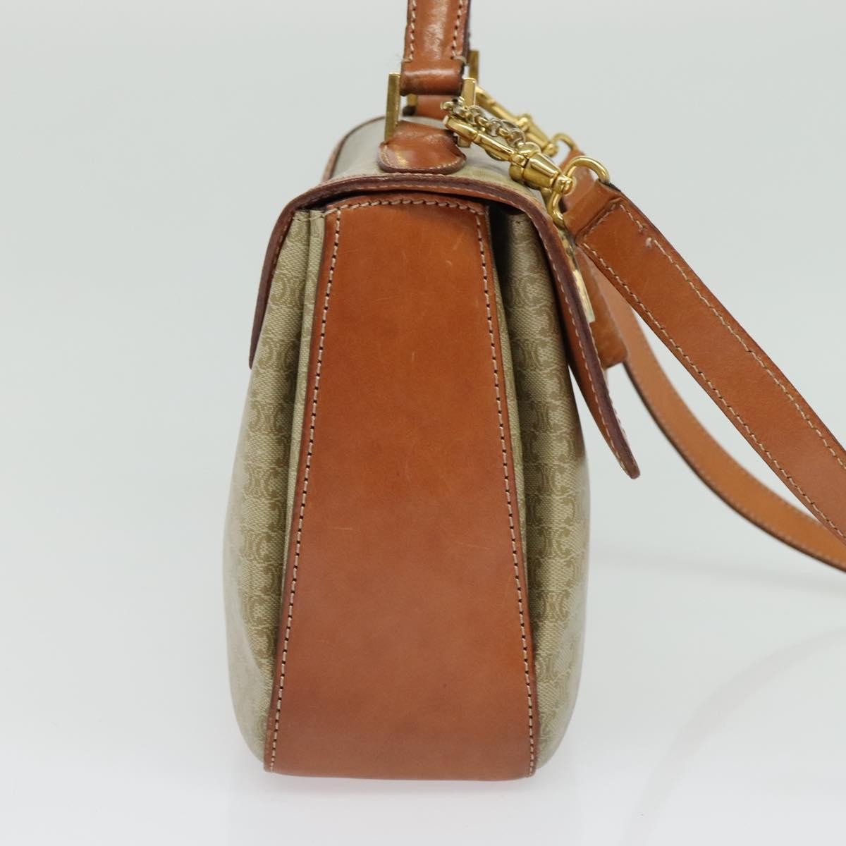 Celine Vintage Convertible Top Handle Macadam Coated Canvas Beige Canvas Handbag (Pre-Owned)