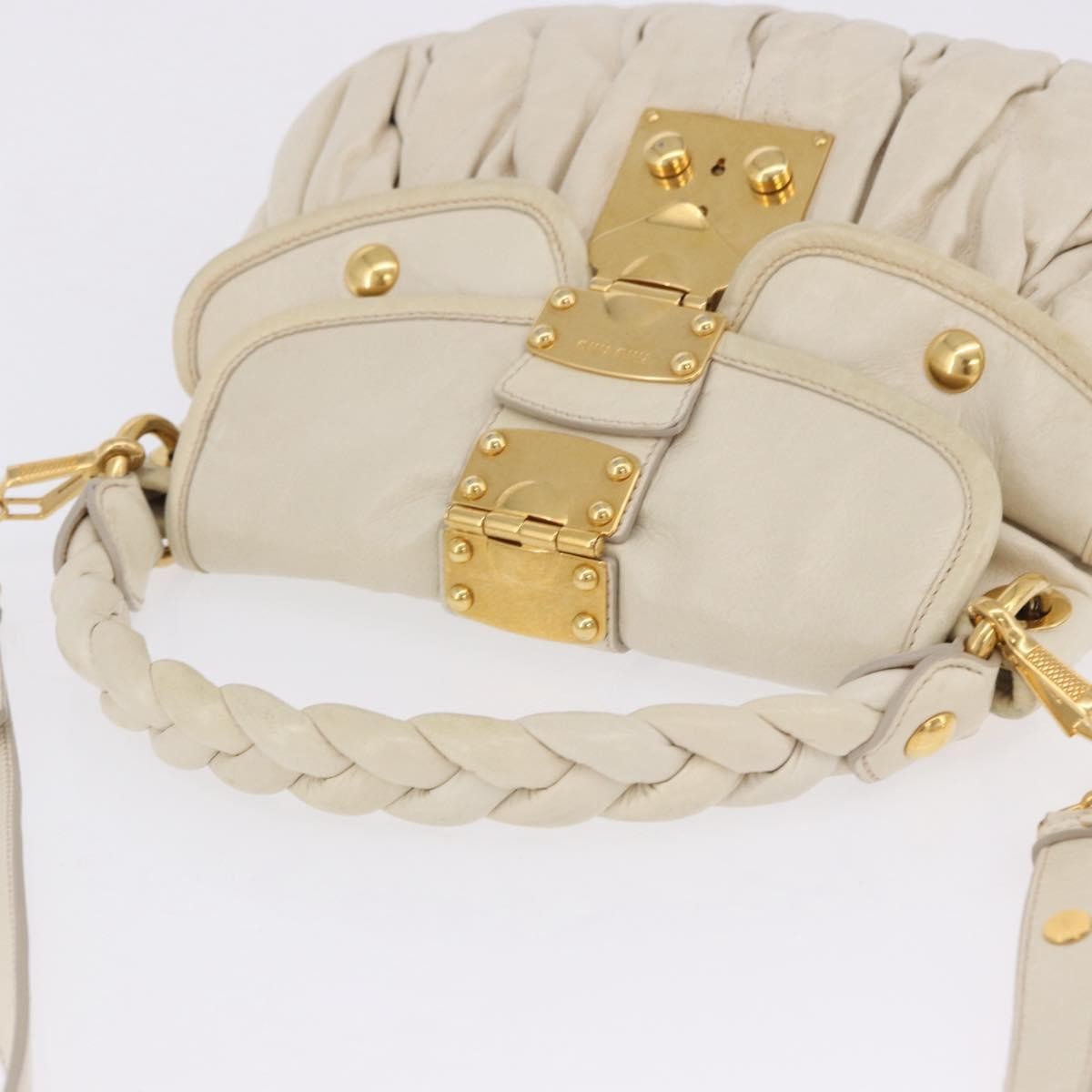 Miu Miu Coffer Hobo Matelasse Leather Beige Leather Handbag (Pre-Owned)
