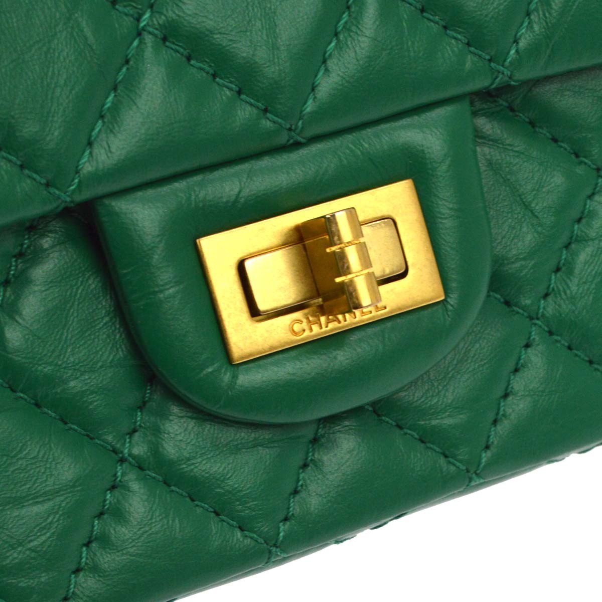 Chanel 2.55 Leather Green Calfskin Shoulder Bag Bag (Pre-Owned)