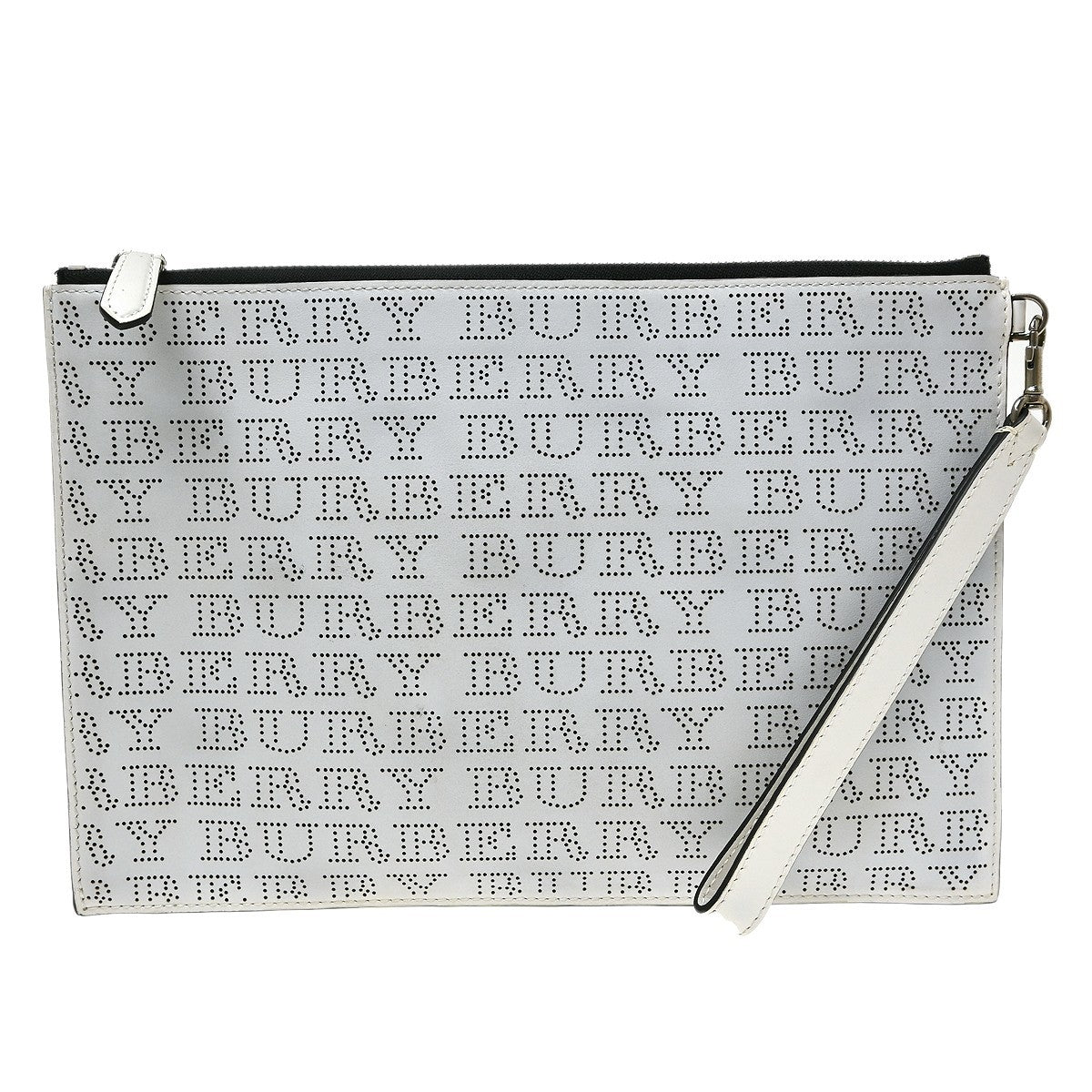 Burberry Zip Clutch Leather White Leather Clutche & Pouche Bag (Pre-Owned)