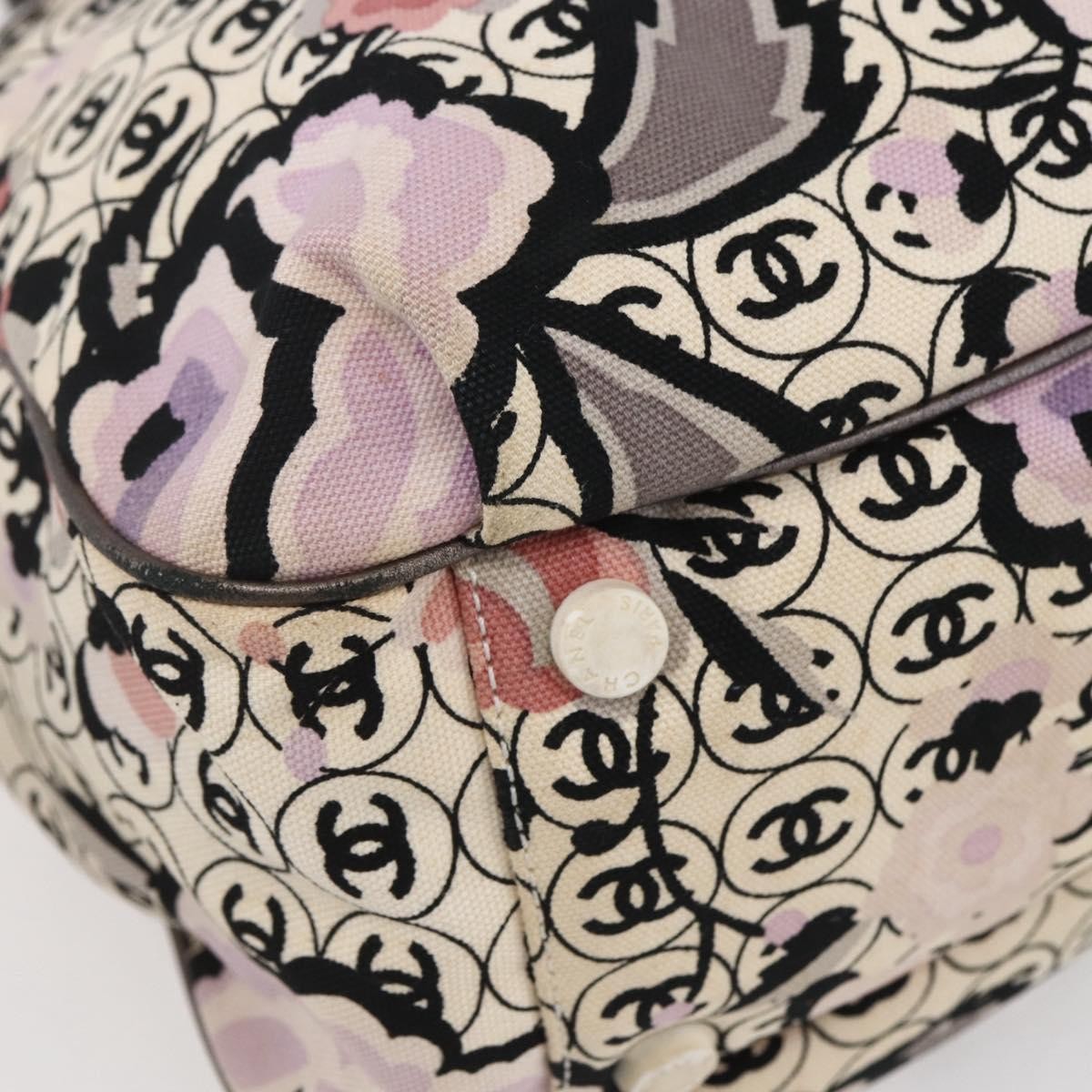 Chanel Vintage Floral Beige Canvas Tote Bag Bag (Pre-Owned)