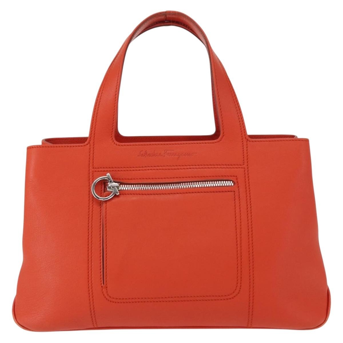Salvatore Ferragamo Gancini Leather Orange Leather Handbag (Pre-Owned)