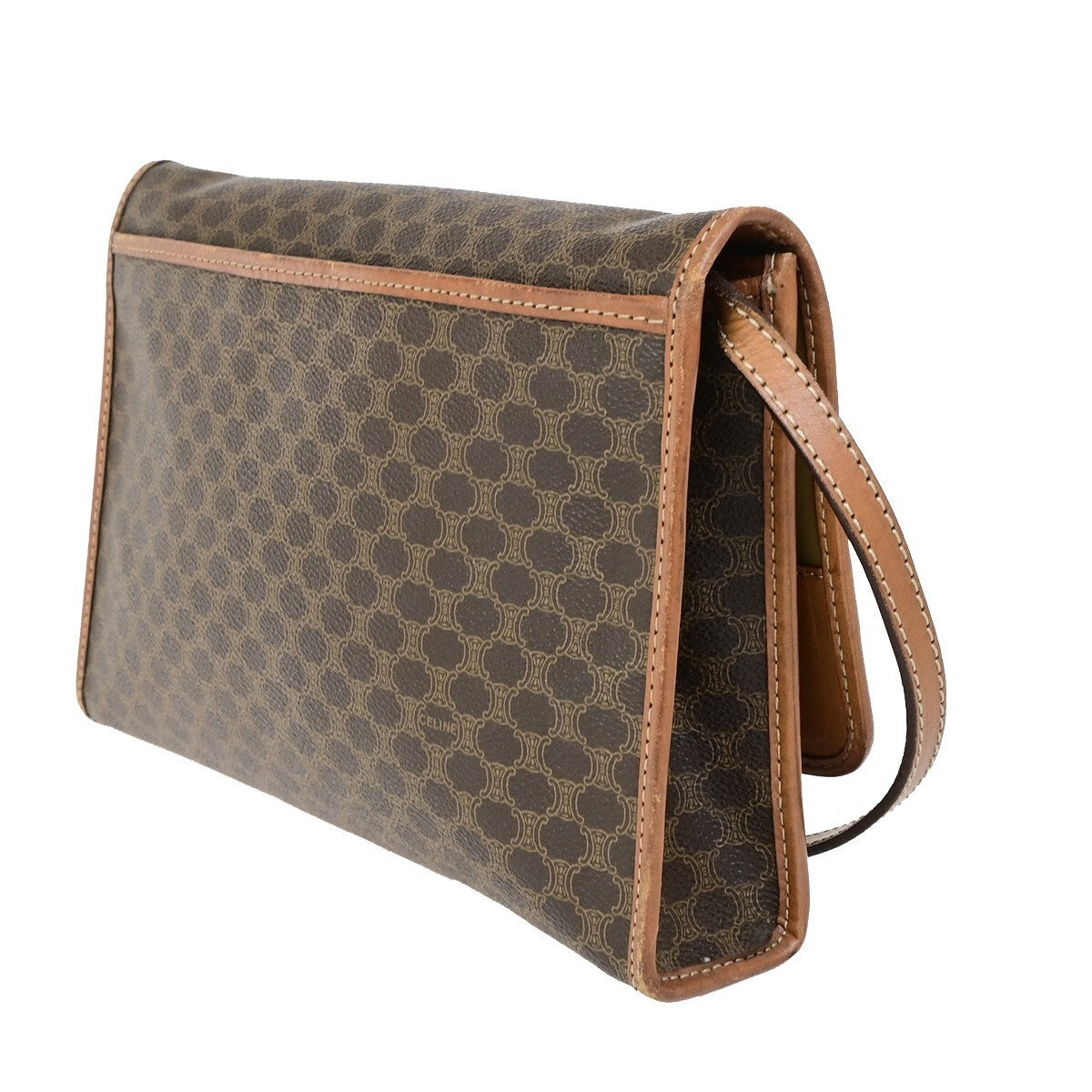 Celine Vintage Macadam Canvas And Leather Brown Canvas Shoulder Bag Bag (Pre-Owned)
