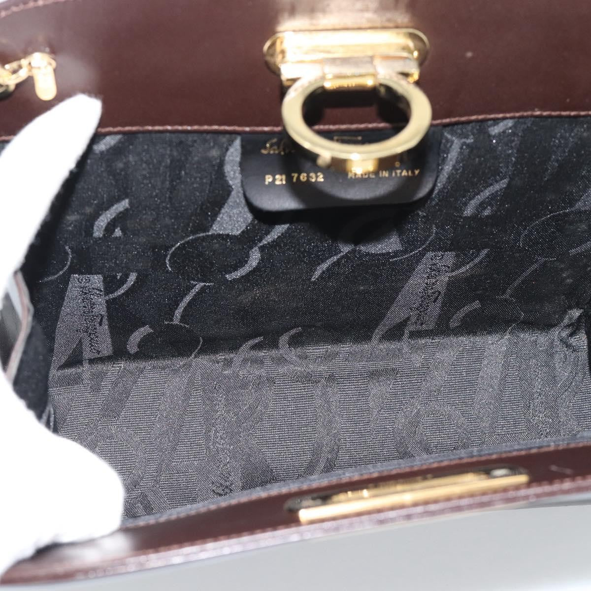 Salvatore Ferragamo Vintage Gancini Chain Leather Brown Leather Shoulder Bag Bag (Pre-Owned)