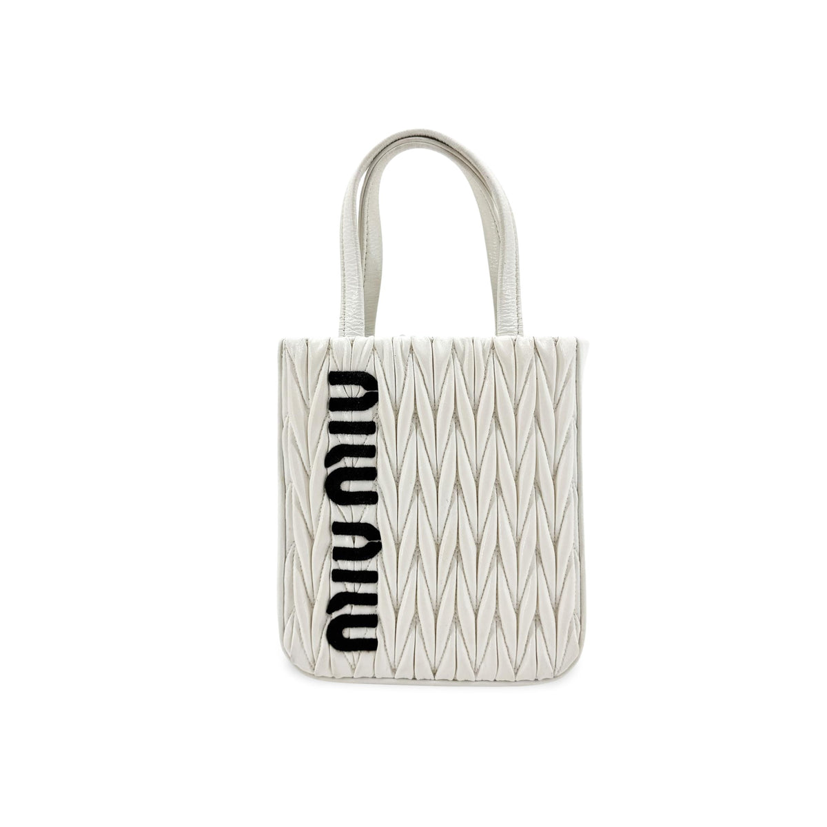 Miu Miu Matelassé Nappa Leather Top Handle Bag Leather White Leather Clutche & Pouche Bag (Pre-Owned)