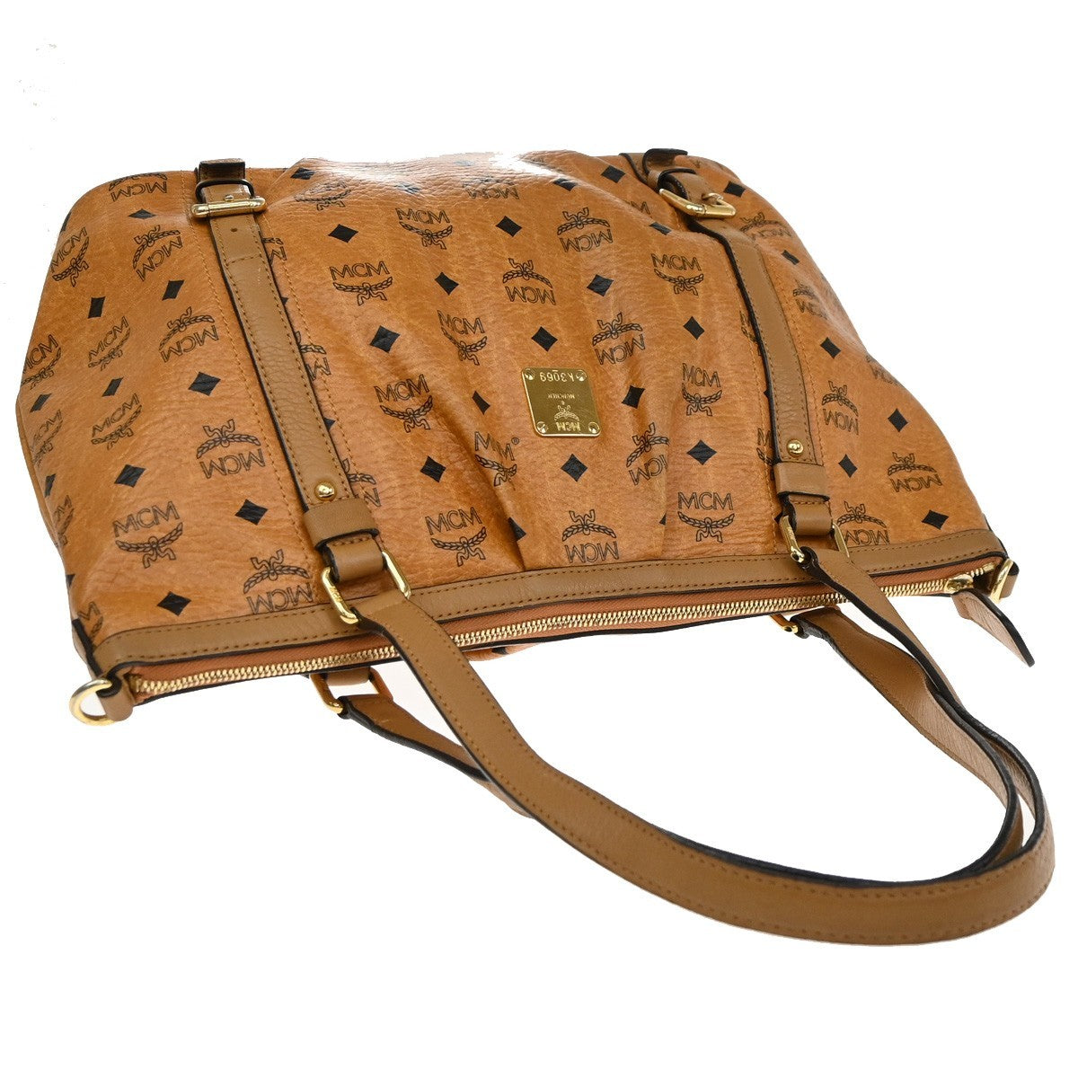 MCM Vintage Visetos Leather Brown Leather Tote Bag Bag (Pre-Owned)
