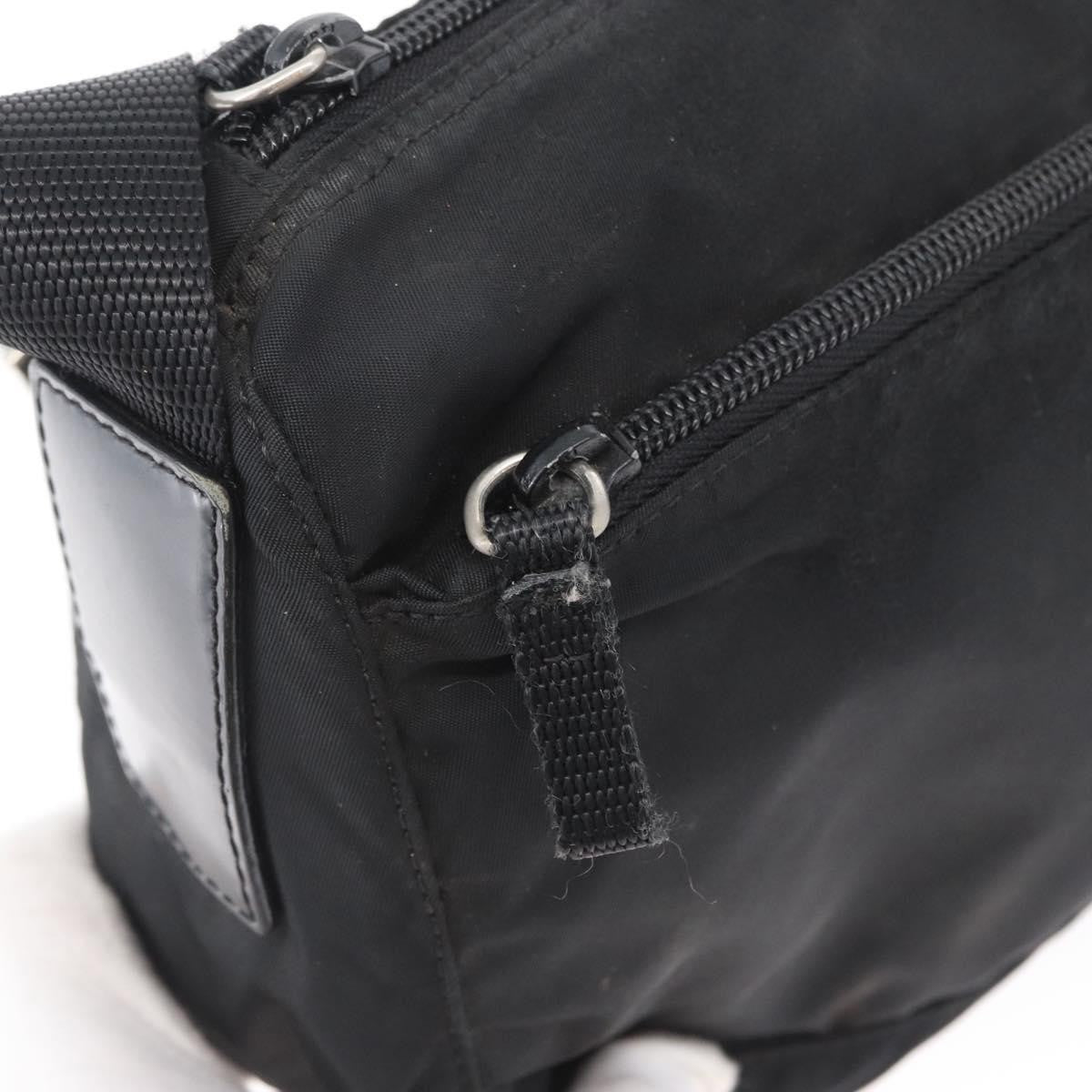 Prada Front Zip Tessuto Black Nylon Shoulder Bag Bag (Pre-Owned)