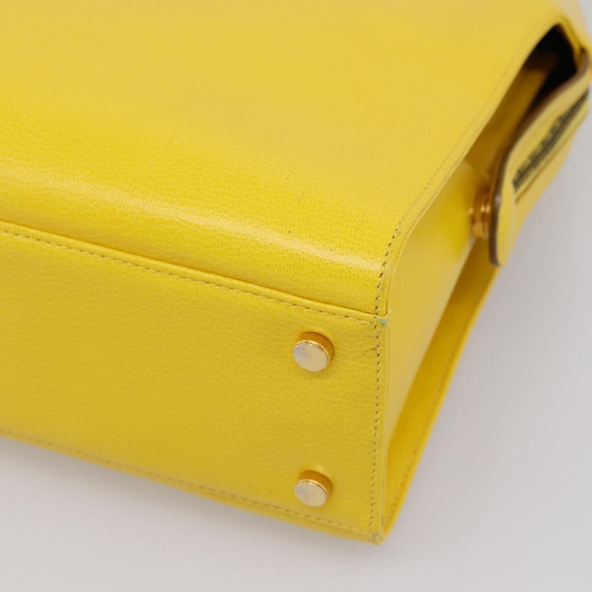 Salvatore Ferragamo Gancini Leather Yellow Leather Handbag (Pre-Owned)