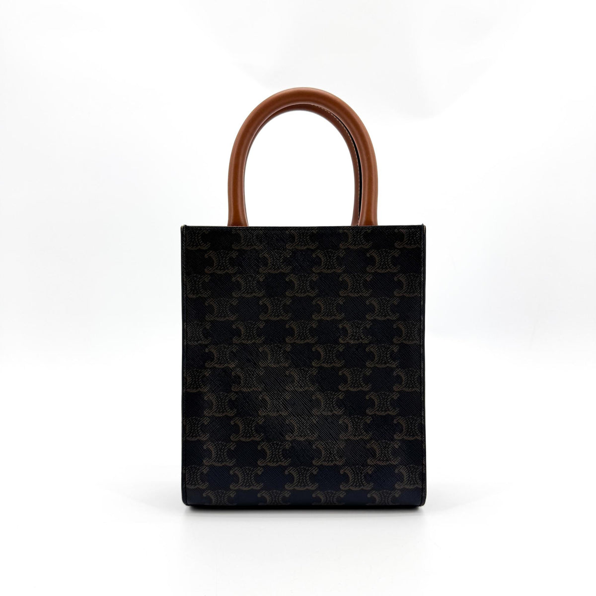Celine Vertical Cabas Triomphe Coated Canvas Black Canvas Tote Bag Bag (Pre-Owned)