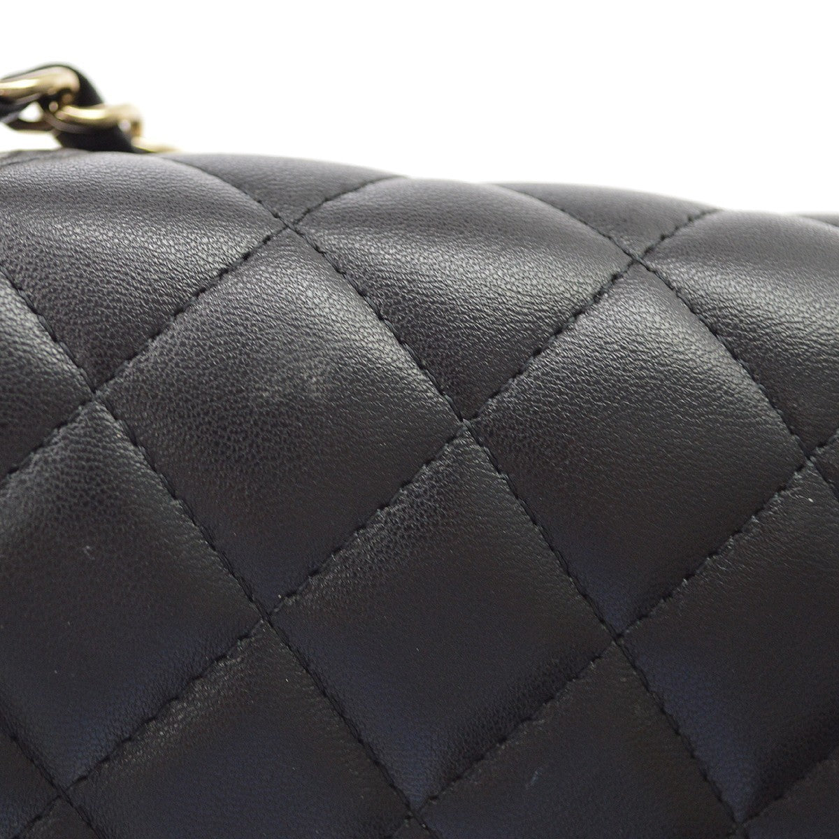 Chanel Classic Single Flap Quilted Lambskin Black Leather Shoulder Bag Bag (Pre-Owned)